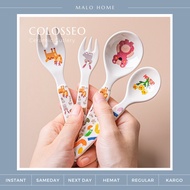 MALOHOME - COLOSEO Cutlery Ceramic Spoon Fork [SINGLE / SET] Kids Ceramic Spoon HAMPERS Cutlery Anti