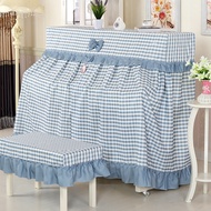 Piano Cover Piano Dust Cover Full Cover Simple Fresh Plaid Piano Cover Nordic Modern Upright Piano Dustproof Covers Anti-fouling Protective Cover Stool Seats Cover Home Decor