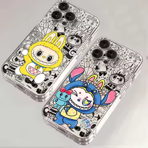 Transparent Cover Cute Lovely Labubu Phone Case For VIVO Y28 V30e Y75 Y36 Y100 Y17s Y76 Y22s Y16 Y50