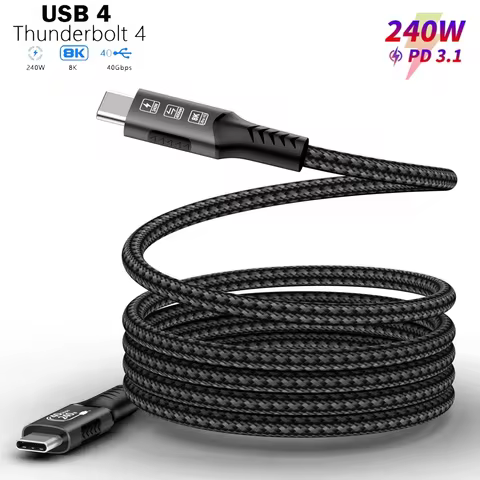 USB 4 for Thunderbolt 4 Cable 8K@60Hz 40Gbps Data Sync 240W Fast Charging USB C to USB C Thunderbolt