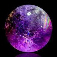 B02 高紫度彩虹光紫水晶球 45.5mm 金字塔階層 上帝指紋 高山水晶