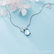 Female Creative Silver Necklace S925Clavicle Chain Necklace Personality Unicorn Sweet Rainbow Temper