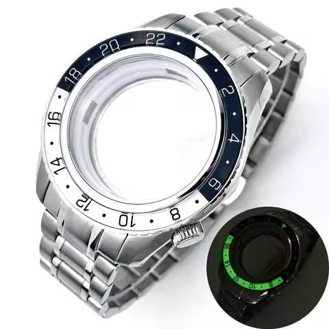 44mm Global Traveler GMT Watch Case Fit 32mm Dial For Grand Seiko Sport NH34 Automatic Mechanical Mo