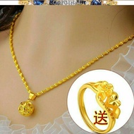 916 gold necklace jewelry gold female water wave chain yellow 916 gold transfer bead pendant 916 gold jewelry sowell