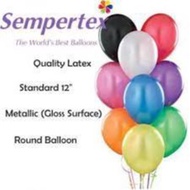 SEMPERTEX 12" Metallic Round Shape Plain Latex Balloon | 20 / 50 / 100pcs