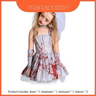 Halloween Costume Dress - Spooky Gray Bloodstained Design | Fits Both Kids & Adults