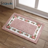 SNSUH 1 Pcs Pink Rug, Pink Microfiber Flower Rug,  16*24Inch Absorbent Non-Skid Floral Bathroom Rug 