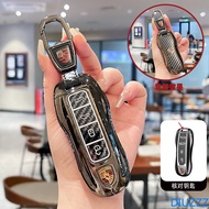 Car Key Case Cover For Porsche Panamera Cayenne Macan 718 Cayman Boxster 911 Taycan 10-25 Car Interi
