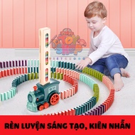Bộ Domino Có Xe Lửa Sắp Xếp Domino Tự Động Với Tiếng Nhạc Vui Nhộn Cho Bé
