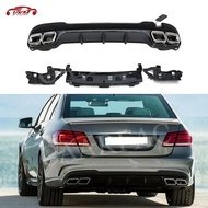 For E Class W212 PP Rear Bumper Lip Diffuser with Exhaust Tips for Mercedes Benz E350 E400 E63 AMG S