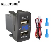 KEBETEME 12-24V Car Charger QC 3.0 Dual Port USB Fast Charing With LED Light 5V 3.1A Fast Car Charger For TOYOTA