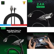 Black Shark Right-angle USB-C Data Charging Cable 3A 2.4A / 20W 27W Type-C Braided 1.8m