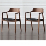 Restaurant Chair Leisure Dining Chair Hiroshima Black Chair White Wax Negotiation Solid Wood Preside