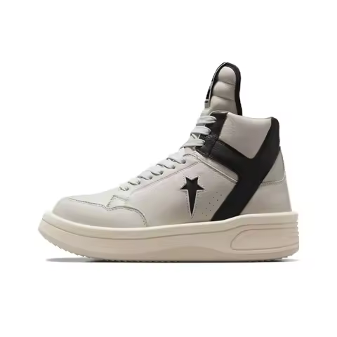 Rick Owens DRKSHDW X Converse TURBOWPN Skateboard Shoes Unisex Mid Top Beige/Black A06758C