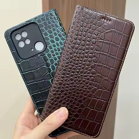 Magnet Genuine Leather Skin Flip Wallet Book Phone Case Cover On For Xiaomi Redmi 12 12C 10 10C 9 9C