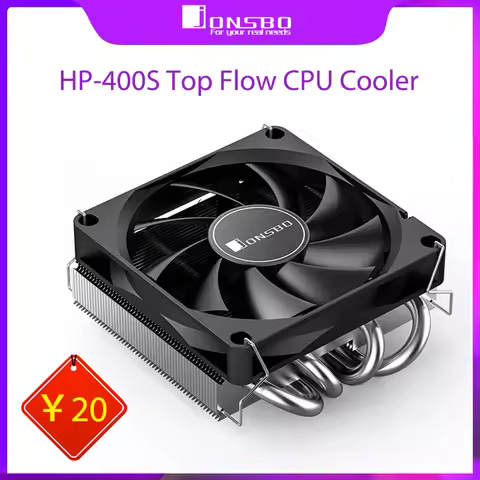 Jonsbo HP-400S Top Flow CPU Cooler Low Profile 4 Heatpipe Air Cooling PWM Temperature Controlled Fan
