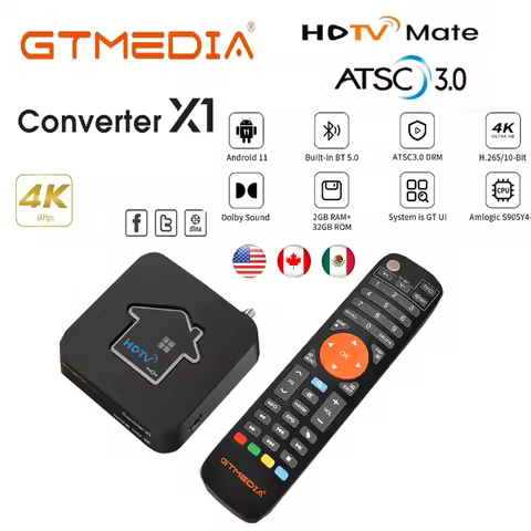 GTMEDIA HDTV Converter X1 Amlogic S905Y4-B 4K HDR Android 11 TV BOX ATSC3.0 Smart Dec0der 2GB+32GB B