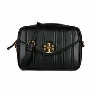 【TORY BURCH】素面絎縫皮革相機包-黑