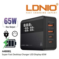 LDNIO A4808Q ( 65W )/ A4809C ( 100W )  LED DISPLAY DESKTOP CHARGER PD SUPER FAST CHARGING DESKTOP AD
