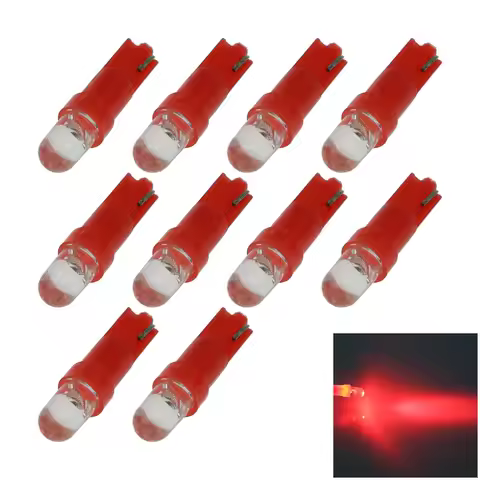 10x Red RV T5 Centre light Console Bulb Top Round 1 Emitters In-line LED 37 70 73 B004-R
