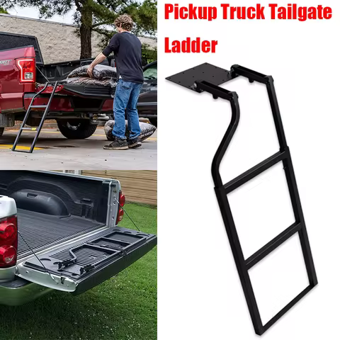 Pickup Truck Tailgate Ladder Truck Tailgate Ladder Foldable Compatible for Pickup Truck's Bed Alumin