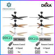 DEKA DDC21 | DDC21 LED 56" 5 Blades DC Motor 7 Speeds Control + Reverse Function Ceiling Fan with Li