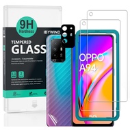 IBYWIND Tempered Glass Screen Protector For Oppo A94 5G(2Pcs),1 Camera Lens Protector,1 Backing Carbon Fiber Film,Easy Install