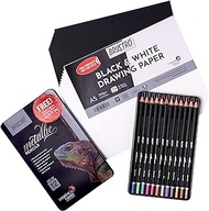 BRUSTRO Artist Metallic Colour Pencil Set of 12 (Free Black &amp; White drawing paper 200 gsm, 24 sheets A5 worth Rs 200)