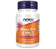 (exp.10/2027) NOW Supplements Mega D-3 & MK-7 with Vitamins D-3 & K-2 5000 IU/180 mcg Bone & Cardiov