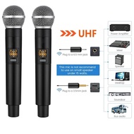 Wireless Microphone system UHF Dual Microphone with  Receiver 1/4
