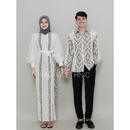 Padma White Couple Woven Dress and Men's Shirt for Pre-Wedding Invitations, Eid Outfits, Family Unif
