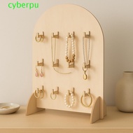 CYBERPULSE Earring Display Rack, Wooden Arch Jewelry Storage Rack, Durable Hook Style 3 Layers Detac