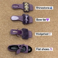 Fashion Women Shoes French Thick Heel Purple Fur Shoes Slippers Women Shoes Outer Wear 2025 Autumn W