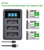 全新 NP-BX1 Sony 相機電池 攝錄機 代用鋰電池 (包3粒電池加送USB LCD 3插槽充電器套裝) Brand New NP-BX1 Replacement Lithium Battery