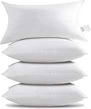HITO 12x20 Pillow Inserts (Set of 4, White)- 100% Cotton Covering Soft Filling Polyester Throw Pillows for Couch Bed Sofa