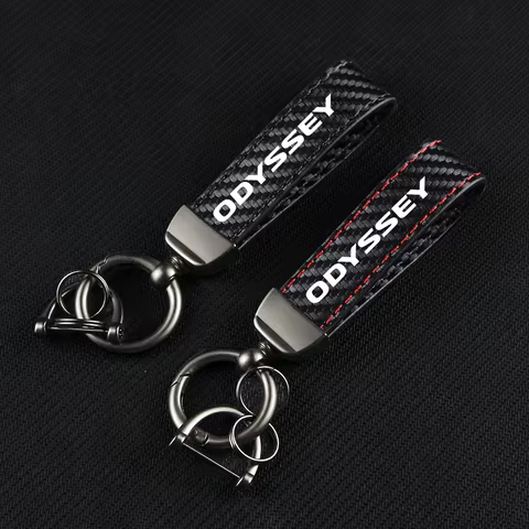 Car Keychain Carbon Fiber Leather Car Key Chain Pendant Keyring Horseshoe Buckle for ODYSSEY PILOT S