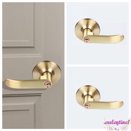 VALENTINE1 Door Lock Lever, Interior Reversible Straight Lever Privacy Door Handle, Golden Easy To Install with Round Trim Satin Brass Finish Hardware Lockset Interior Use