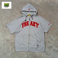 Freaky Massive Short Sleeves Zipper Hoodie Jacket Fullbordir - Hiphop - Vintage - Y2K - Ecko - Fubu 