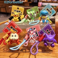 FORBETTER Pikachu Figures Keychain, Fuecoco Quaxly Gengar Pendant, Cartoon 6 Styles Anime Doll Kawai