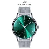 August Berg Serenity Classic Greenhill Watch with Silver Mesh Strap