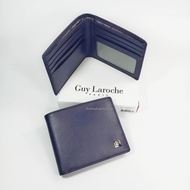 Guy Laroche กระเป๋าสตางค์ผู้ชายพับสั้น สีน้ำเงินกรมท่า หนังนิ่ม หนังลาย ของแท้100%(ช่องการ์ด 9 ช่อง)
