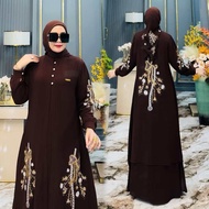 SYAUQI.SERIES - Gamis Inner Outer Set Hijab Bahan Ceruty Babydoll Dress Mewah Baju Lebaran Terbaru