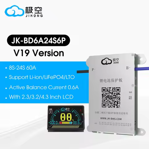 JIKONG BMS JK-BD6A24S6P/JK-BD6A24S8P WIth 2.3 3.2 4.3LCD 8S-24S 24V 48V 72V 60A 80A Smart Active Bal