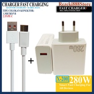 HP Charger 280Whp For VVO X200 For Android Fast Charging Charger Adapter + Type C Cable Fast Charger