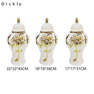 Dickly Ceramic Ginger Jar Organizer with Lid Storage Pot Glaze Decorative Ginger Vase