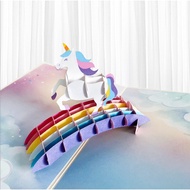 【Ready Stocks】 3D Unicorn Greeting Cards with Envelope, Birthday Card, Wishes Card, 3D Card, Unicorn