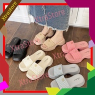 🚀Xtrastore🚀 8868 - Selipar Women Slippers Black and White Summer Soft Sole Flip Flops Rainbow Colour