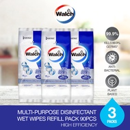 [Expiry July 2024] Walch Multi-Purpose Disinfectant Wet Wipes Refill 90pcs x 3 Packs