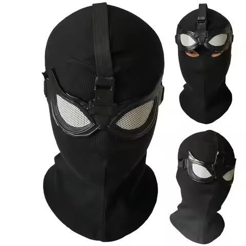 Superhero Peter Parker Spider Mask Cosplay Stealth Suit Black Helmet Halloween Masquerade Party Cost