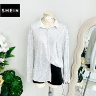 Size L-XL Shein Brand Authentic 1 Shirt Plus Shiny Scales Work Silver Wear To Events Birthday Set Pa